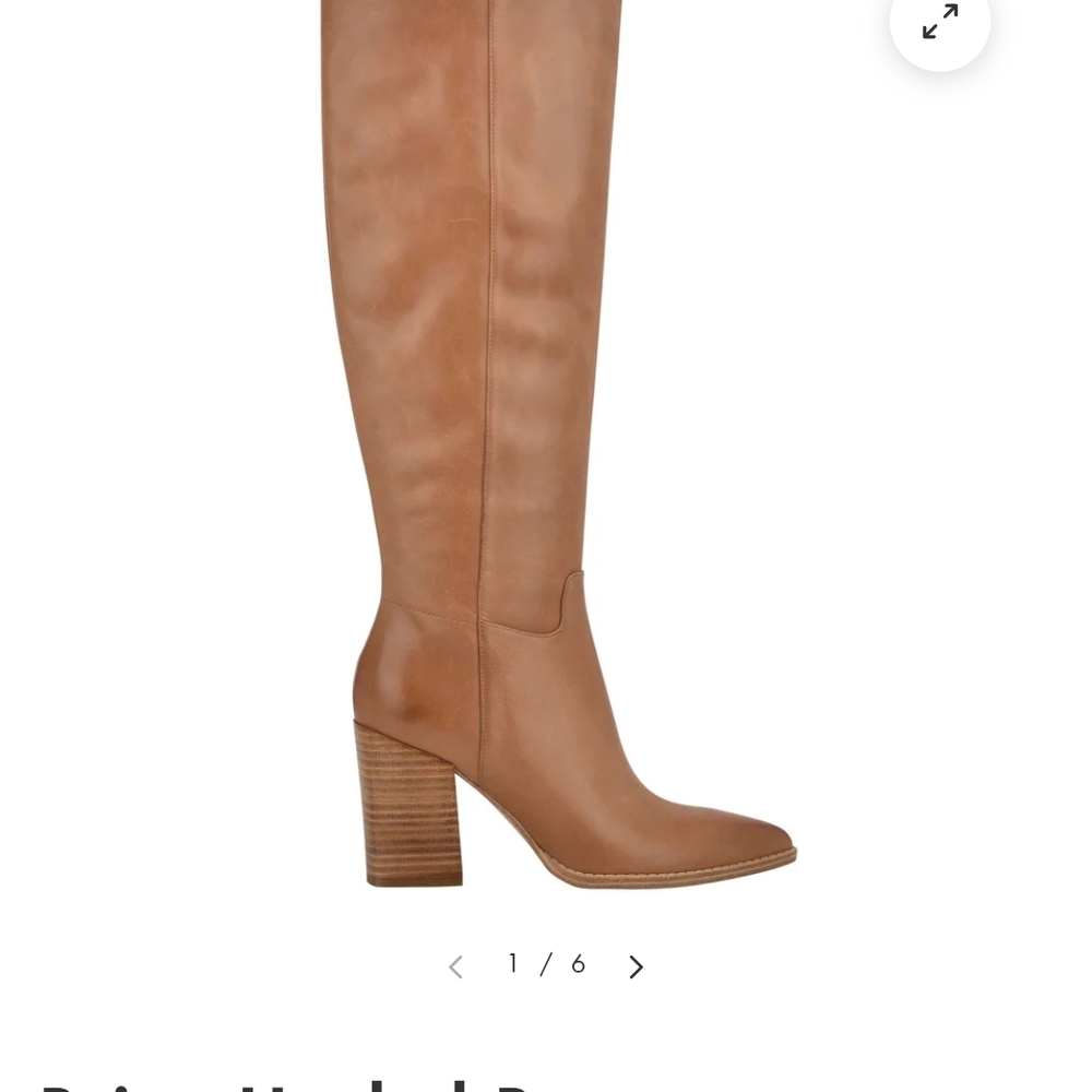 Nine West Tan Heeled Boots with Chunky Block Heel